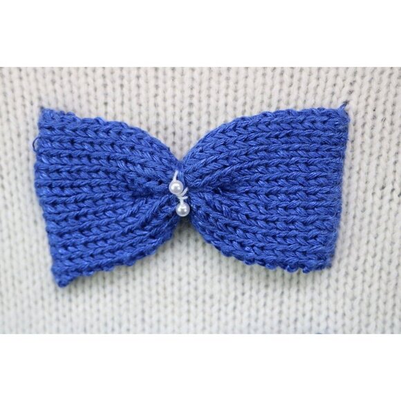 Joyce Vintage 80's Bow Tie Sweater-Wool Angora-Medium-Beaded-Chunky - Picture 8 of 8